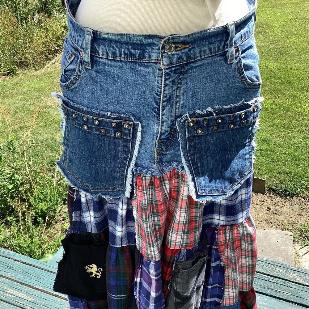 Boho Tiered Plaid Flannel Patchwork Attached To L… - image 3